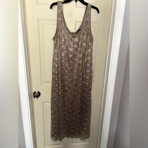 Women’s R&M Richards 2 Piece Lace Swing Jacket Dress Champagne